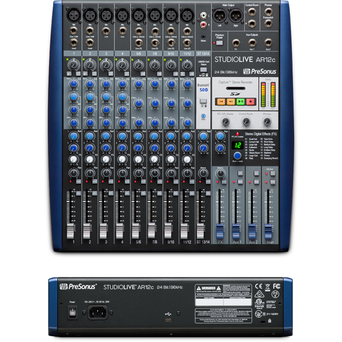 MEZCLADORA ANALOGA E INTERFAZ DE AUDIO STUDIOLIVE AR12C
