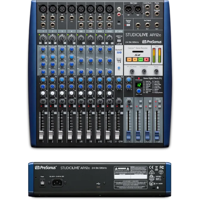 MEZCLADORA ANALOGA E INTERFAZ DE AUDIO STUDIOLIVE AR12C