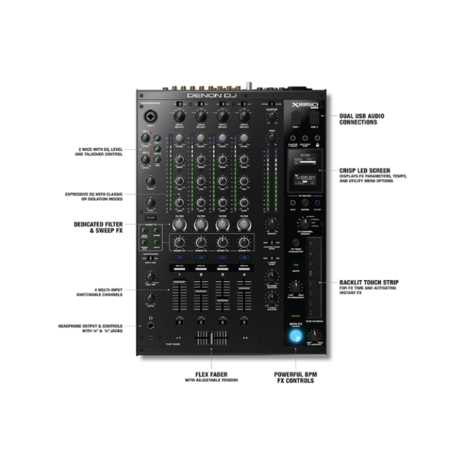 MIXER DE 4 CANALES X1850 DE DENON DJ